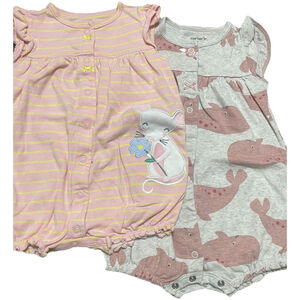(2) Carters 12 Months Girls Rompers